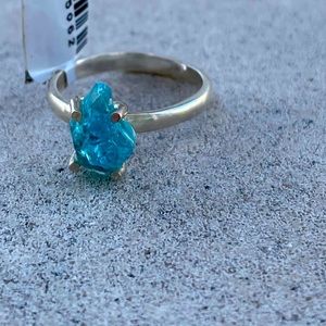 Rough Cut Blue Apatite, Sterling Silver Ring